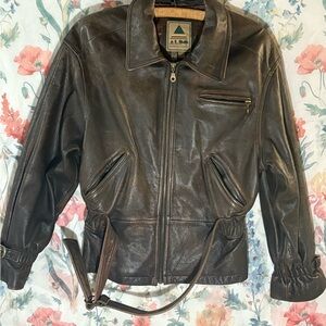 Vintage Aldo Brown Leather Military Jacket